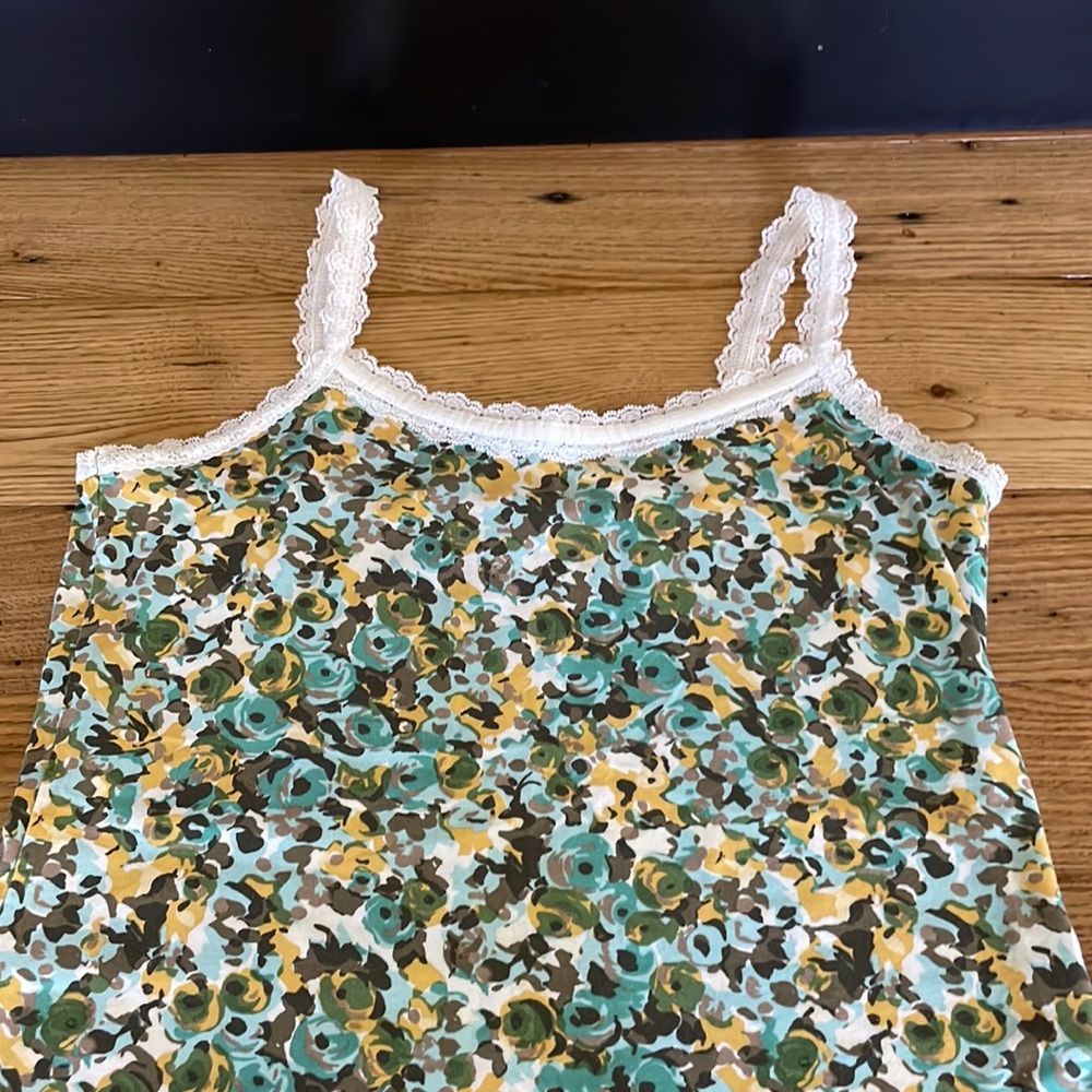 LOFT Small/Petite Multicolor Floral Camisole with Lace Straps